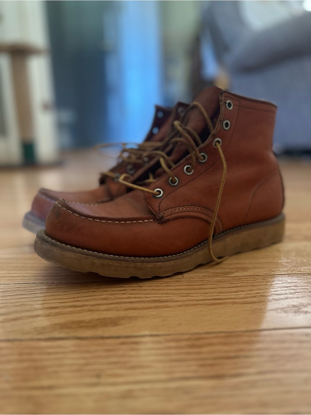 Red Wing Shoes Men's Chestnut Brown Moc Toe Work Boots